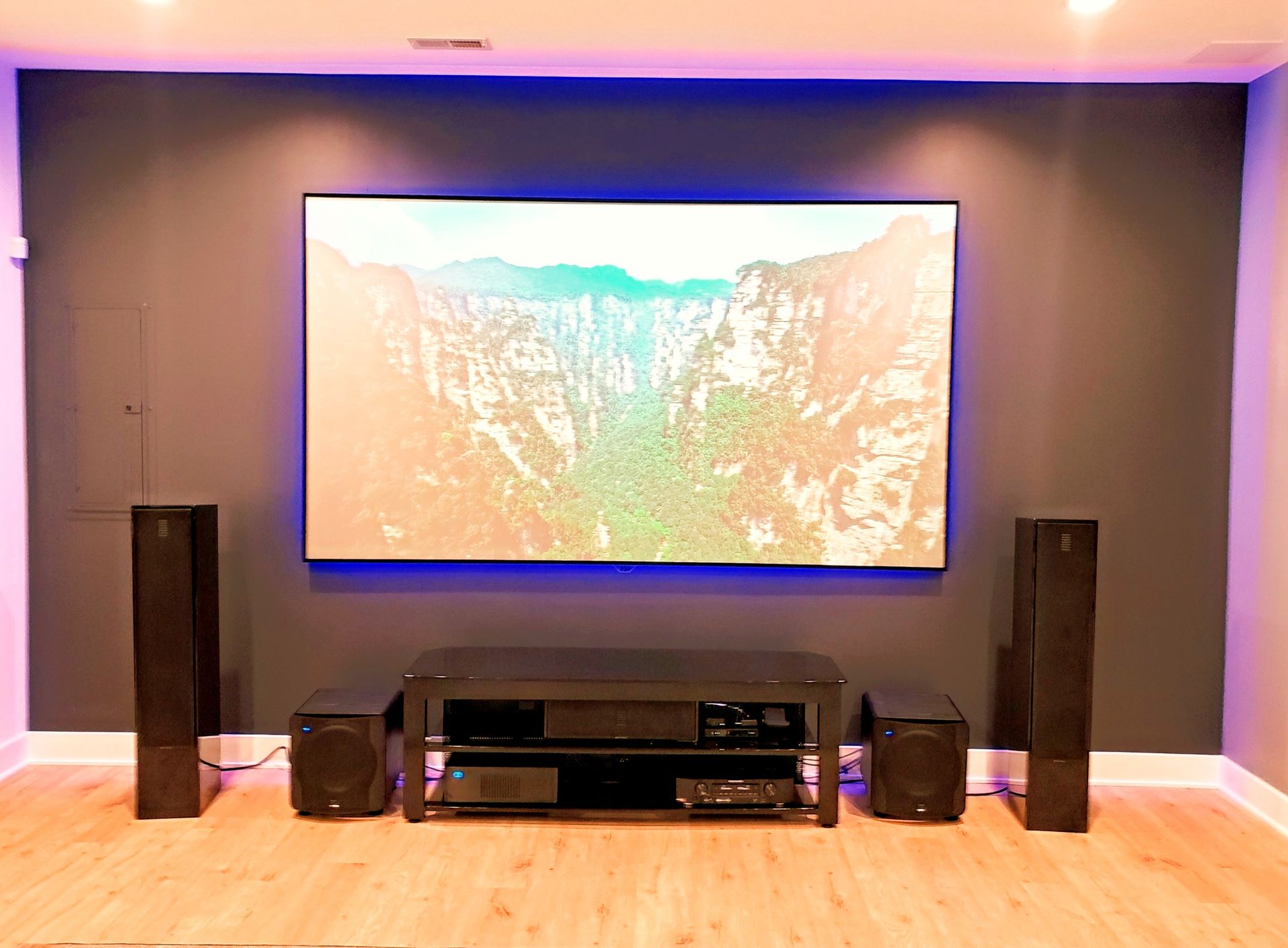 Fire Edge Screen with Projector and MartinLogan Speakers